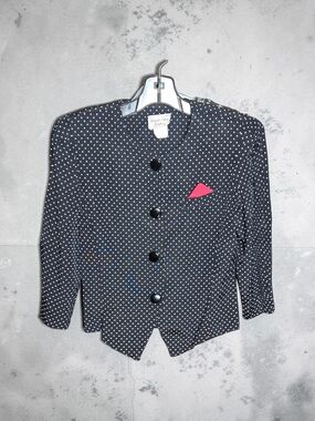 Vintage Stuart Alan Petites Black Polka Dot Top